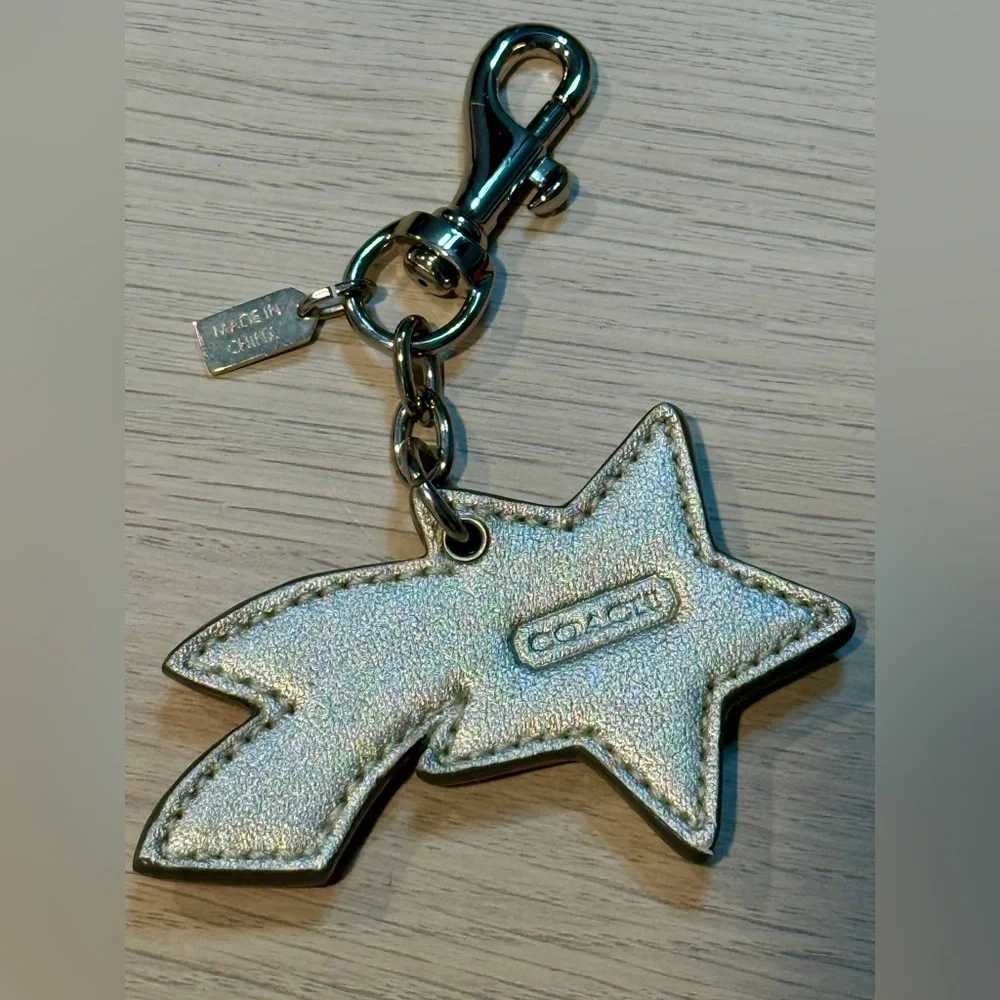 Coach Silver and Pink‎ Star Keychain